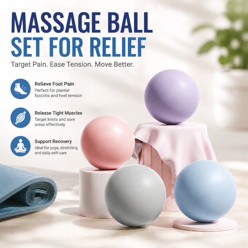 Pilates Ball Mini - ลูกบอลซิลิโคนสำหรับนวดกล้ามเนื้อและพังผืด สำหรับบรรเทาอาการปวดบริเวณฝ่าเท้าและคอ อุปกรณ์ฝึกโยคะและพิลาทิสแบบพกพา