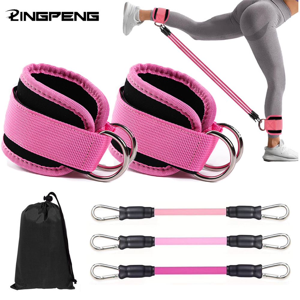 Pilates Ankle Strap - สายรัดข้อเท้าความต้านทานวงดนตรีชุดออกกําลังกายอุปกรณ์การออกกําลังกายข้อเท้าน้ําหนักโยคะฟิตเนสยืดหยุ่นสําหรับ GYM Man Woman