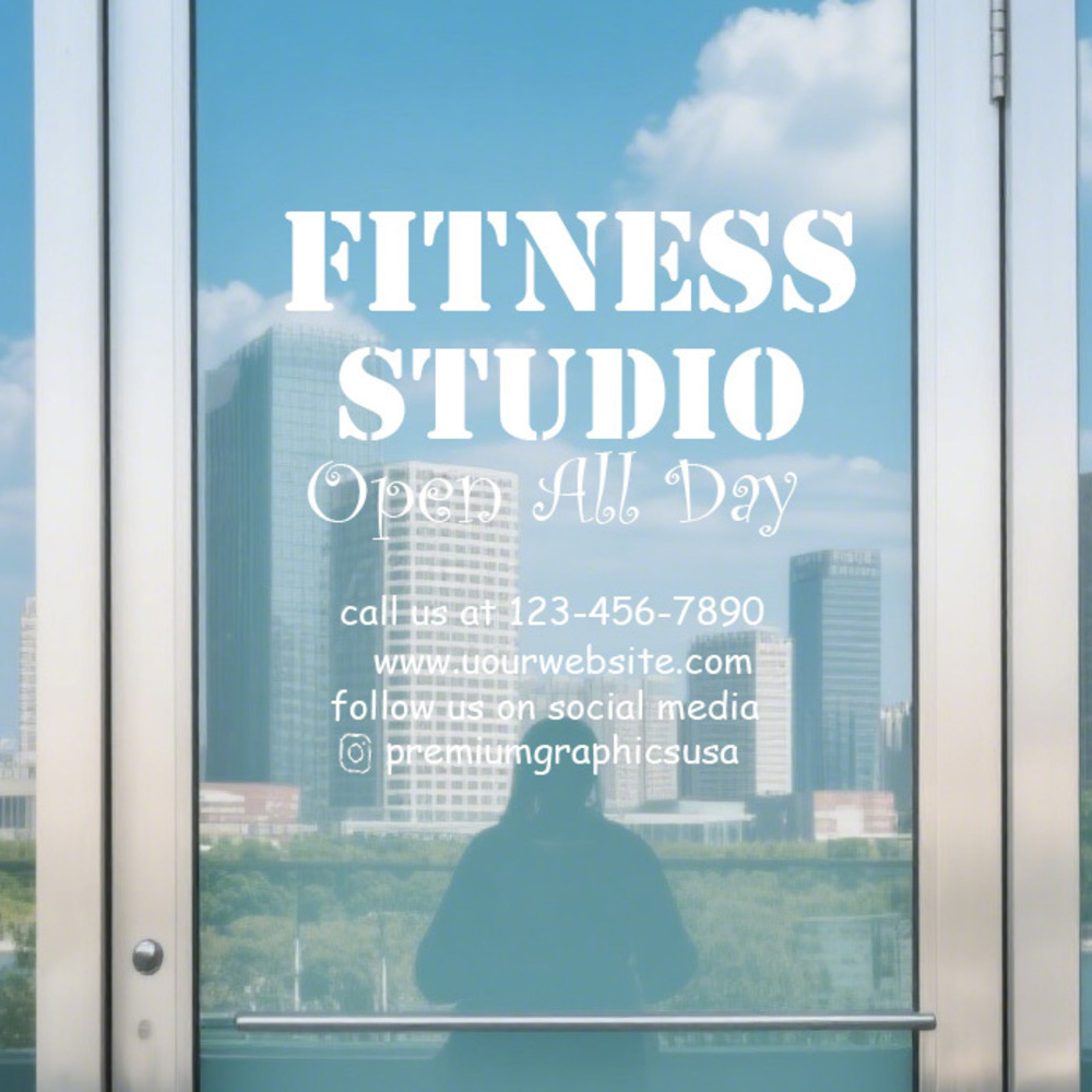 Pilates Yoga Or Gym - สติกเกอร์หน้าต่างสตูดิโอที่ปรับแต่งได้ / ชื่อบริษัทของคุณหรือสติกเกอร์ไวนิลหน้าร้านประตูหน้าต่างตัวอักษรโยคะพิลาทิสยิม Cyc