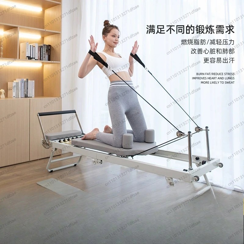 Home Pilates Yoga - อุปกรณ์พิลาทิส รีฟอร์เมอร์สำหรับออกกำลังกายที่บ้าน เตียงโยคะแบบพับได้ขนาดใหญ่สำหรับการออกกำลังกายลดน้ำหนัก