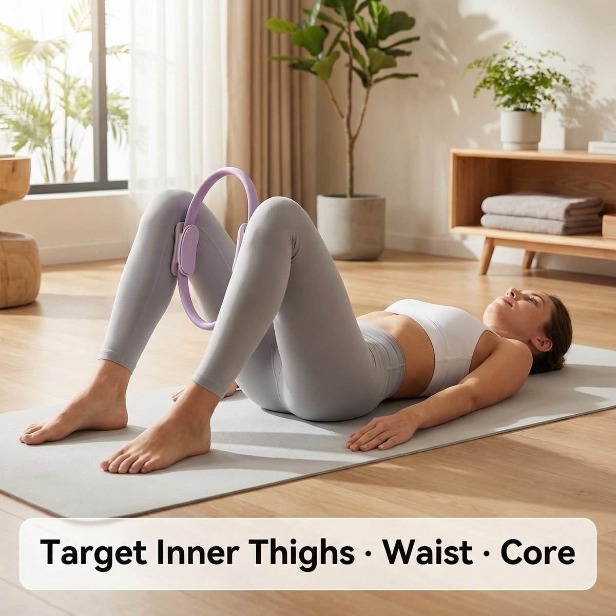 Home Pilates Yoga - วงแหวนพิลาทิสขนาด 38 ซม. วงเวียนโยคะสำหรับฝึกกล้ามเนื้อต้นขาและกระชับกล้ามเนื้ออุ้งเชิงกราน อุปกรณ์ออกกำลังกายที่บ้าน
