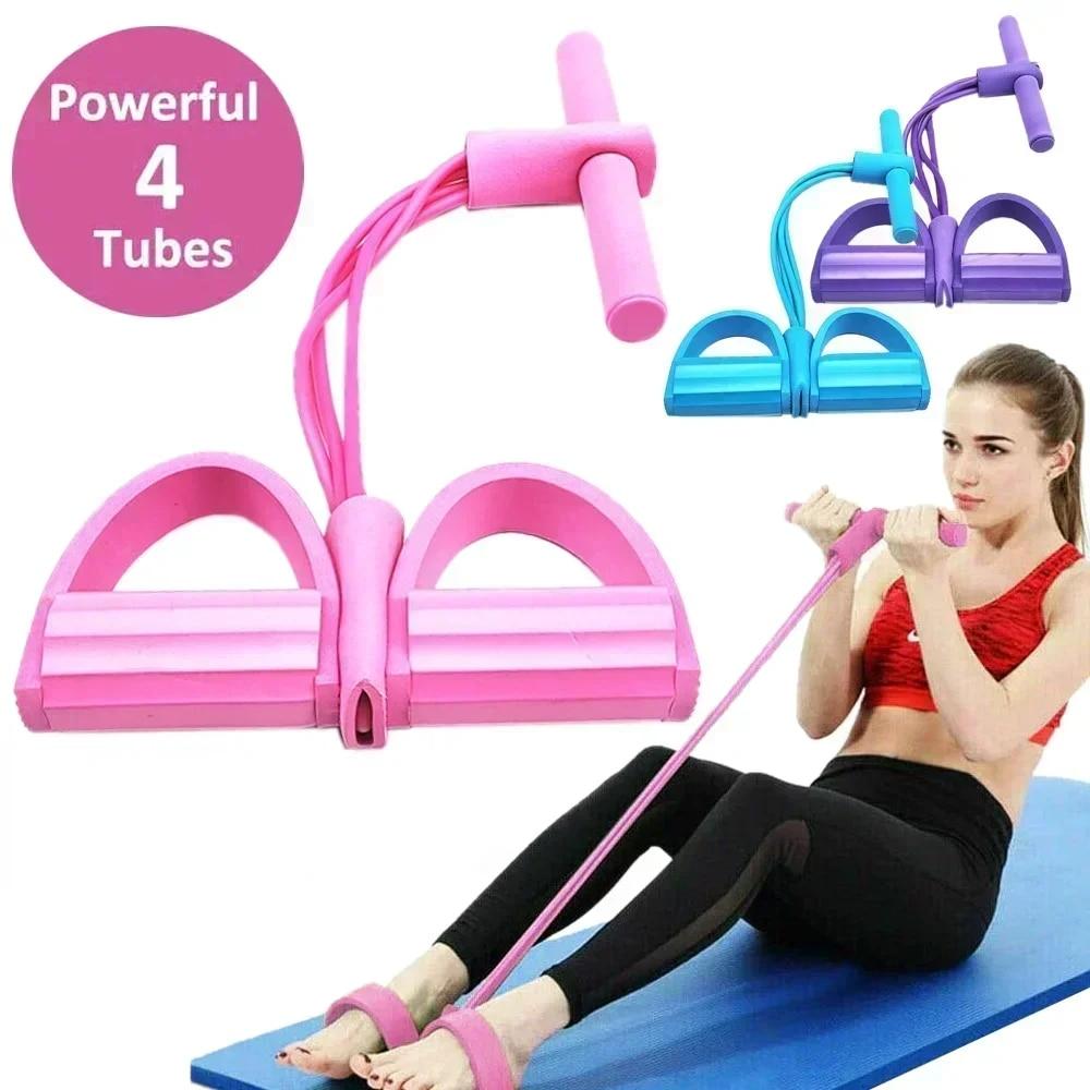 Home Pilates Yoga - ยางยืดออกกำลังกาย 4/6 ระดับ พร้อมที่จับกันลื่น สำหรับการออกกำลังกายที่บ้าน ฝึกกล้ามเนื้อหน้าท้อง