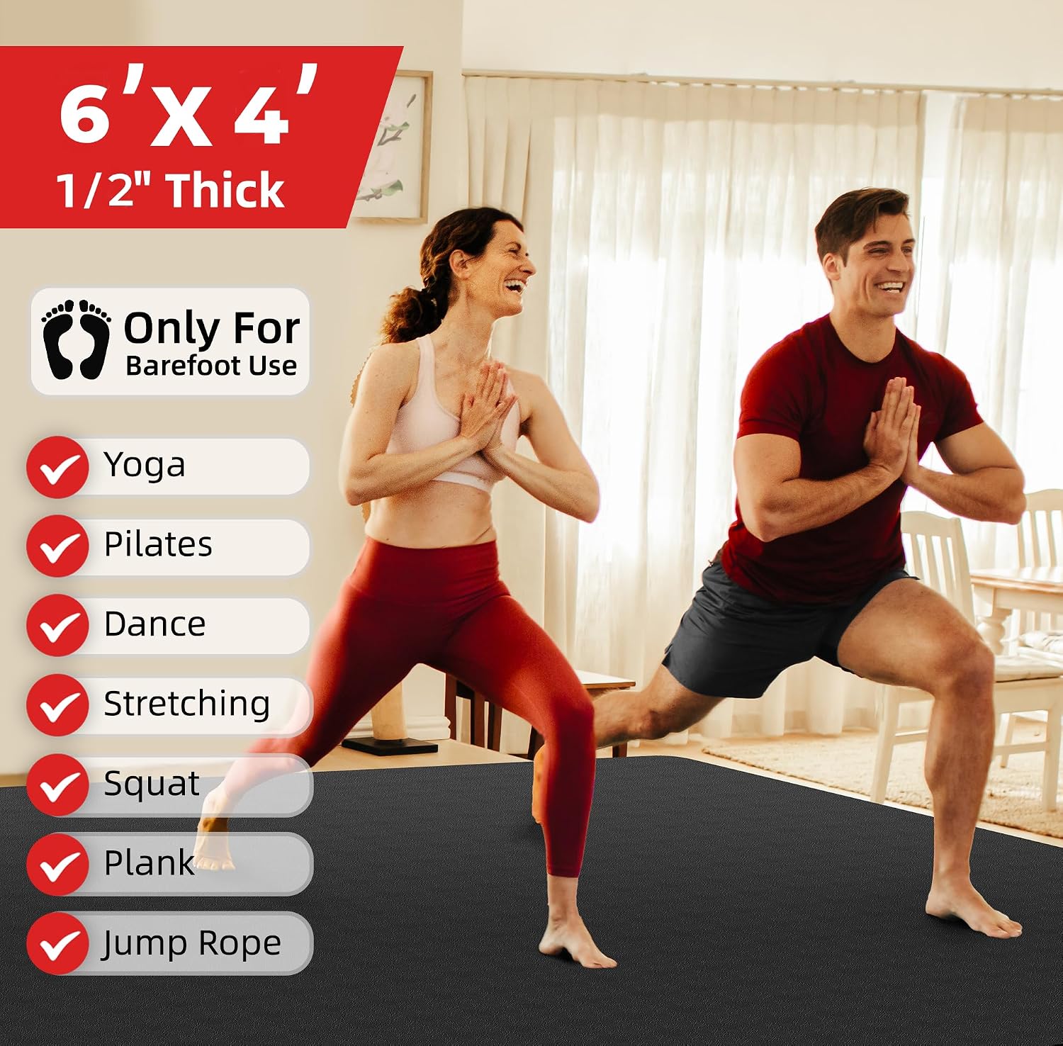 เสื่อโยคะขนาดใหญ่พิเศษ 72x48 ห - Pilates Yoga Or Gym บทวิจารณ์และราคา