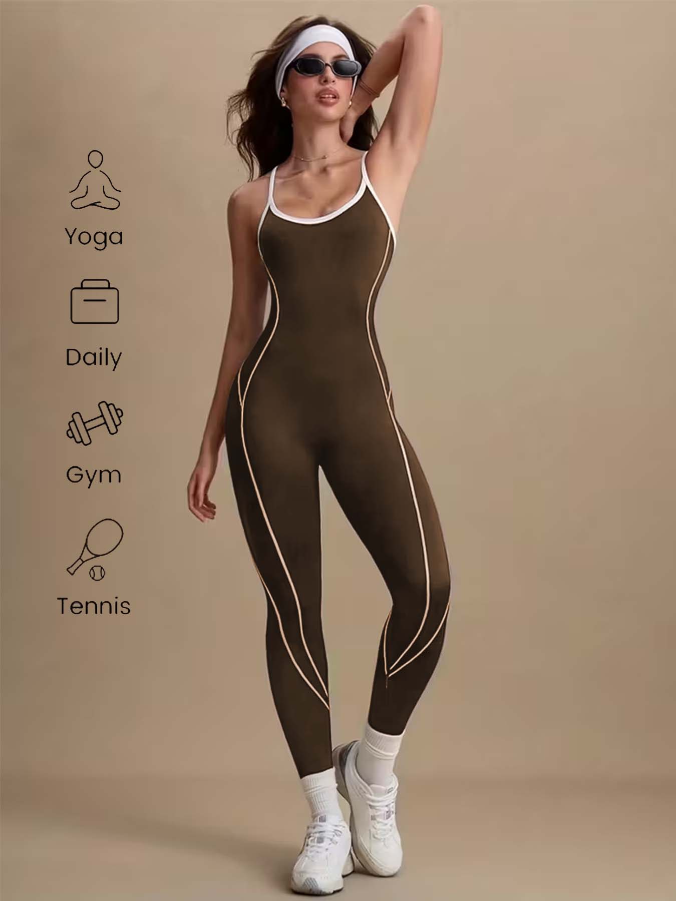 จั๊มสูทโยคะสีน้ำตาลสำหรับผู้หญ - Pilates Ankle Strap บทวิจารณ์และราคา